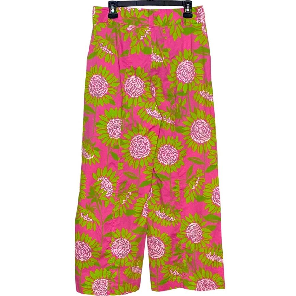 Lilly Pulitzer Pink & Kelly Green Wide Leg Pants Size 10 - Picture 2 of 5